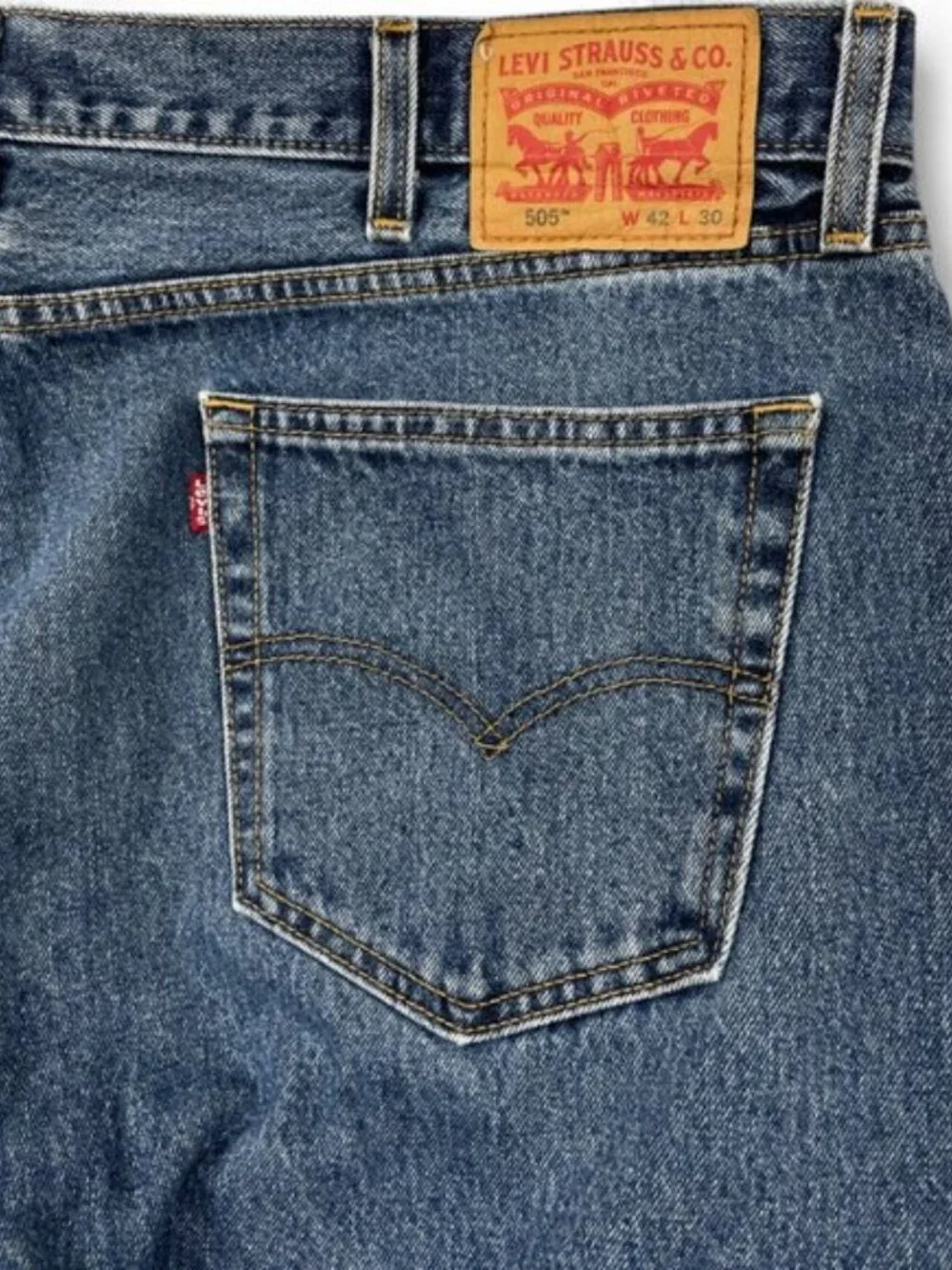Levi's 505 Blue Regular Straight Leg Denim Jeans Men's 42x30